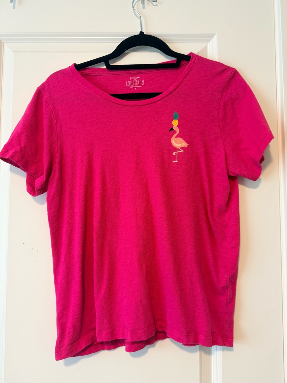 J. Crew Hot Pink Short-Sleeve Tee with Flamingo